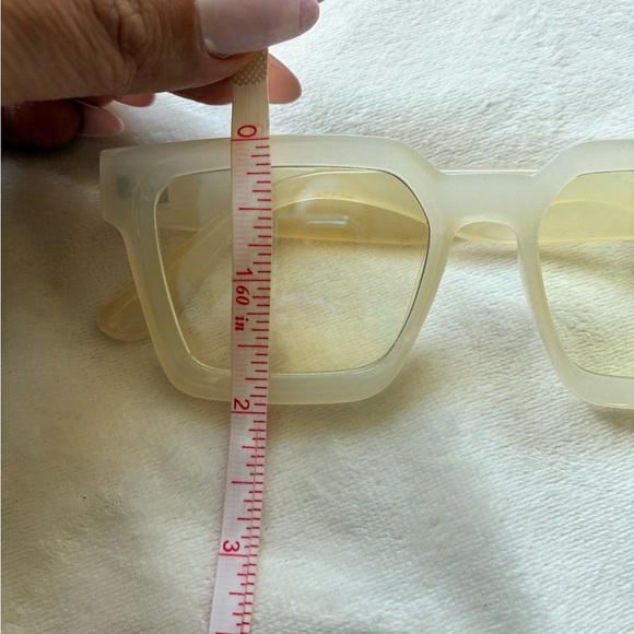 Square Cream Blue Light Non-Prescription Glasses - Picture 9 of 11